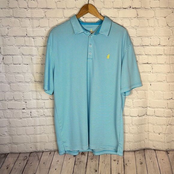 Johnnie O Prep-FormanceStriped Golf Polo Shirt Blue White Size XL Short Sleeve - Picture 1 of 8